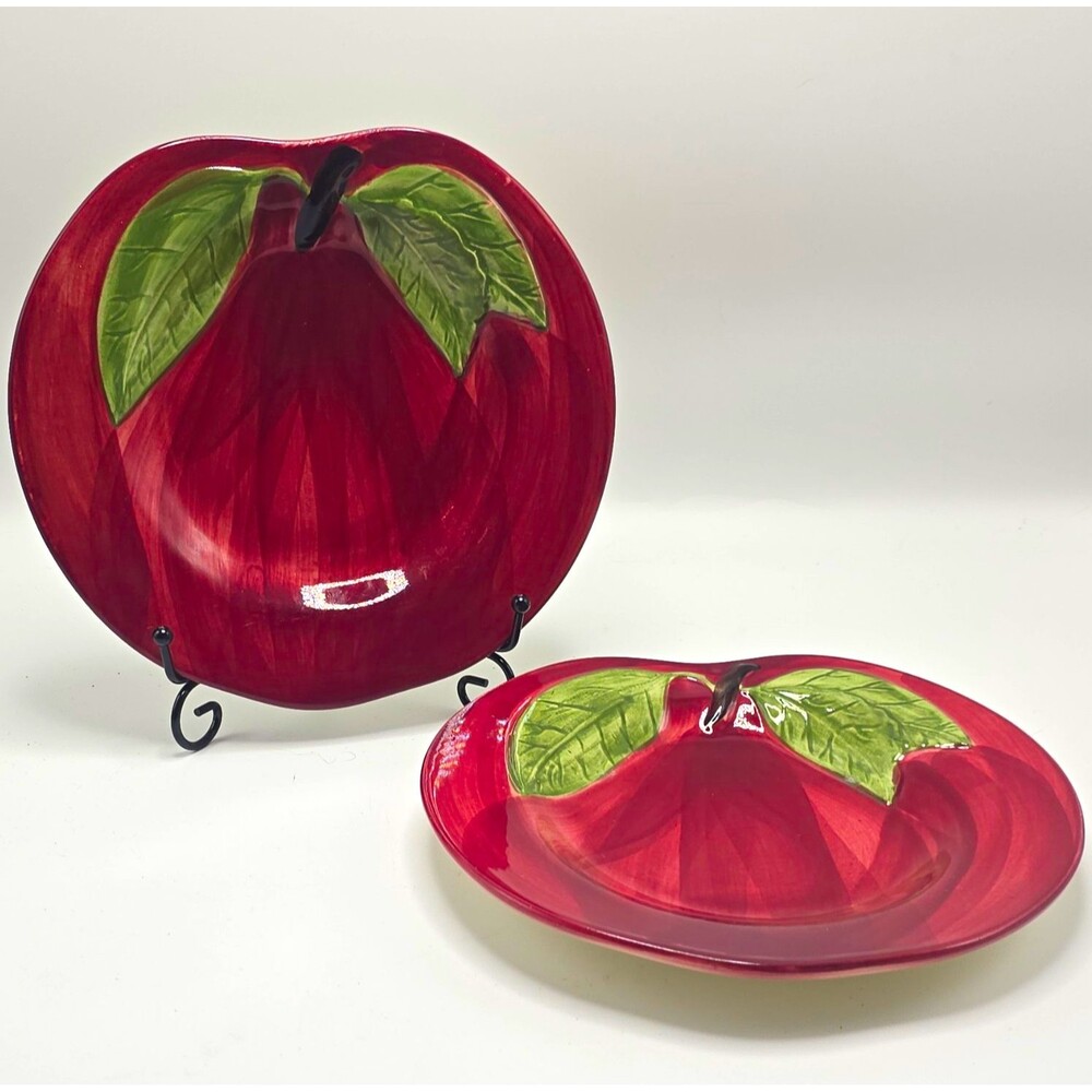 Set of 2 Vintage Franciscan Apple Shape Dessert Salad Plates Portugal